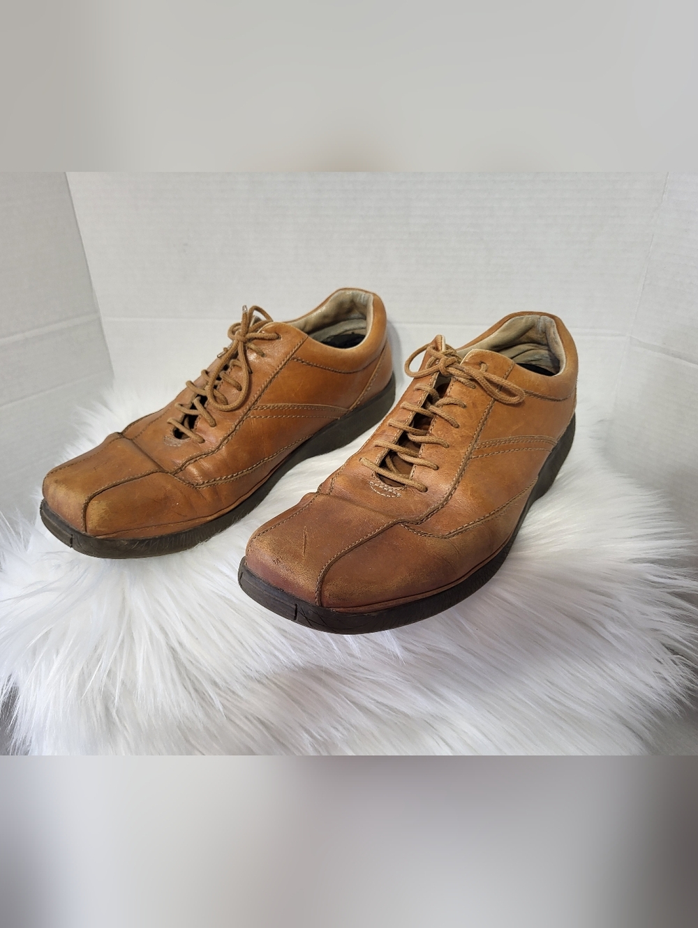 Rockport Men's Casual Leather Lace-Up Slip-On Loafers in Tan, Size 12